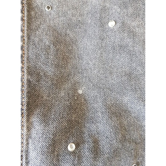 Boohoo Blue Womens Gray Jacket Denim Rhinestone Sequin Y2k 80's look Size 8 - Picture 10 of 15